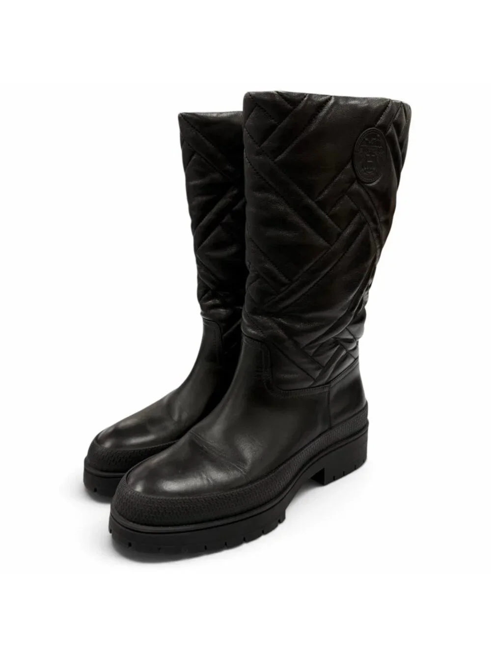 Hermes Ex-Libris Quilted Leather Long Boots Black